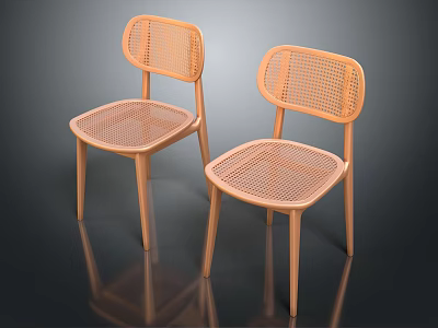 Modern Light Wood Leisure Chairs With Woven Back And Seat Design 3d model