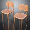 Modern Light Wood Leisure Chairs With Woven Back And Seat Design