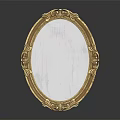 Golden Oval Decorative Mirror With Intricate Carvings For Home Living Space