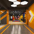 Modern Fitness Gym Interior Featuring Training Floor Markings Exercise Equipment Large Windows And Mirror Walls