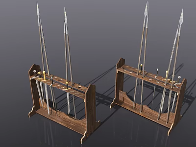 Cold weapon wooden shelf 3d model