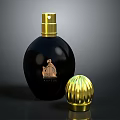 Elegant Black Perfume Bottle With Gold Spray Mystique Label And Golden Cap