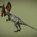Realistic Dinosaur With Large Orange Frill And Open Mouth Standing Pose