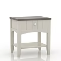 Simple Modern White Bedside Table With Gray Top Drawer And Lower Shelf 3d model