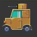 Yellow Cartoon Style Tank Model With Green Windows Block Turret And Dark Background Reflection