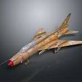 Vintage Camouflage Fighter Jet Model With Red Nose And Detailed Weathered Design