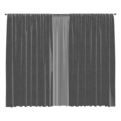 Modern Curtains With Double Layer Sheer Inner And Solid Outer Design 3d model