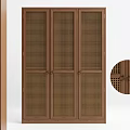 Solid Wood Chinese Style Wardrobe With Three Door Lattice Design And Classic Handles