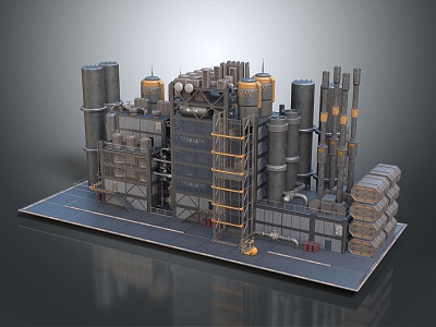 Modern factory large factory area 3d model