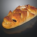 Artisan Braided Bread With Golden Brown Crusty Surface Topped With Sesame Seeds And Raisins