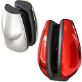 Shiny White And Red Headphones With Glossy Finish And Ergonomic Design