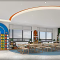 School Book Reading Room Interior Design With Wooden Walls Orange Accents And Bookshelves