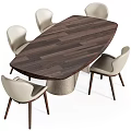 Light dining table and chair combination 3d model
