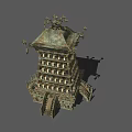 Ancient Chinese Pagoda With Multi story Structure And Ornate Roof Decorations