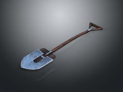 Traditional Garden Shovel Featuring Metal Blade And Wooden Handle Design 3d model