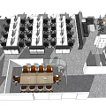 Modern Public Office Space Layout With Workstations Office Chairs And Meeting Table