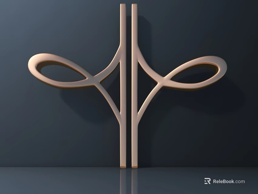 Modern Console Table With Abstract Curved Metallic Structure Against Dark Background And Smooth Surface 3d model 