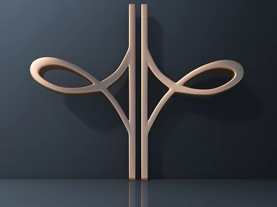 Modern Console Table With Abstract Curved Metallic Structure Against Dark Background And Smooth Surface 3d model