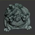 Traditional Mythical Guardian Beast Green Sculpture With Intricate Carving Claw Holding Gate Structure