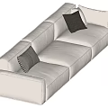 Modern Spacious White Sectional Sofa With Black And Gray Accent Pillows 3d model
