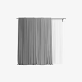 Gray And White Modern Fabric Curtains Hanging In Interior Space