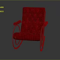 Red Rocking Chair With Comfortable Upholstered Seat Backrest And Metal Frame