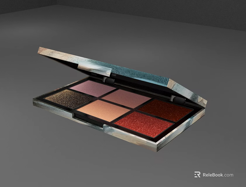 Shimmer Eyeshadow Palette With Multiple Color Shades And Metallic Case For Professional Makeup 3d model 