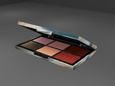Shimmer Eyeshadow Palette With Multiple Color Shades And Metallic Case For Professional Makeup 3d model