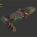 Advanced Cosmic Spacecraft Featuring Striped Modules Red Components and Mechanical Design for Deep Space Exploration