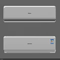 Haier and Samsung White Wall Mounted Air Conditioners on Grey Background