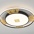 Modern Square And Round Ceiling Light With Golden Traditional Patterns Black Frame White Panel 3d model