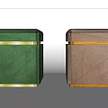 Green And Brown Velvet Ottoman With Gold Trim For Living Room Decor