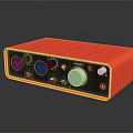 Red Headphone Audio Device With Knobs Buttons And Control Ports