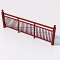Red Chinese Style Balustrade With Vertical Slats Posts And Spherical Tops 3d model