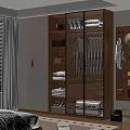 Modern Minimalist Bedroom Wardrobe With Glass Doors Built In Warm Lights And Large Storage Space