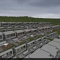 Modern Row Townhouses With Flat Roofs Large Windows And Green Courtyards