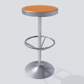 Modern Bar Stool With Round Orange Seat And Silver Metal Frame Footrest