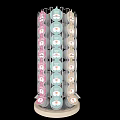 Wooden Base Object With Transparent Section And Purple Particles On White Top