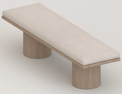 Minimalist Leisure Chair With Light Colored Padded Cushion And Wooden Cylindrical Legs 3d model