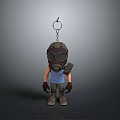 Cute Doll Keychain With Gas Mask Striped Tank Top And Tool Accessory