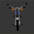 Vintage Blue And White Motorcycle With Brown Leather Seat And Chrome Details