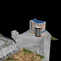 Scenic Stone Bridge Connecting Cliff Top Building With Hillside Rock Structure