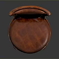 Red Leather Bar Stool With Stitched Details Round Footrest And Wooden Legs