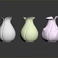 Sculpted Vases In White Green Pink With Modern Design And Smooth Surface