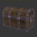Vintage Wooden Storage Chest With Metal Straps For Home Living Use