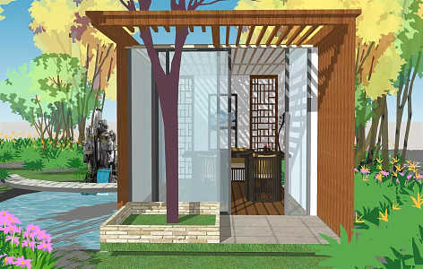New Chinese Style Pavilion Landscape Pavilion 3d model