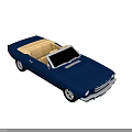 Vintage Blue Convertible Car With White Soft Top And Beige Seats