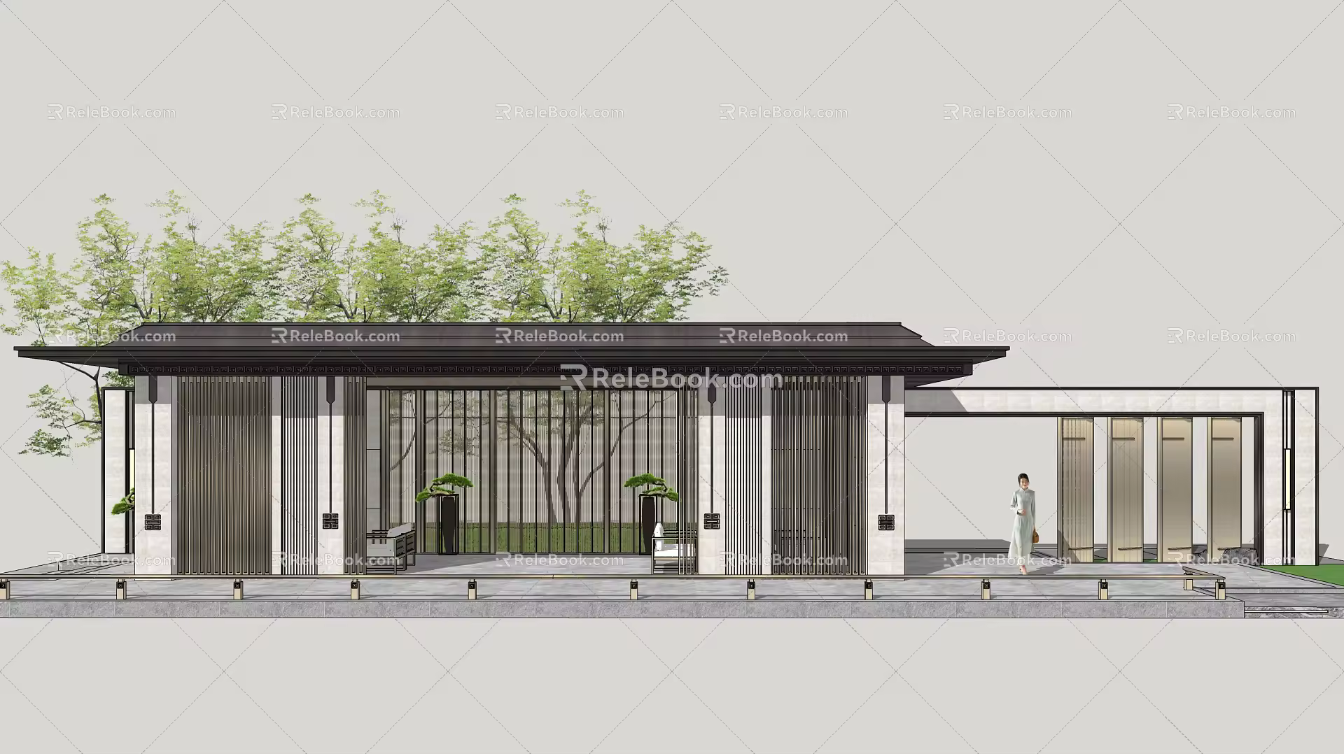 New Chinese style gallery 3d model