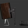 Electronic Appliances Setup With Modern Monitor And Wooden Speaker Design