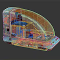 Vintage Blue Miniature Structure With Transparent Curved Cover And Rusty Pipes